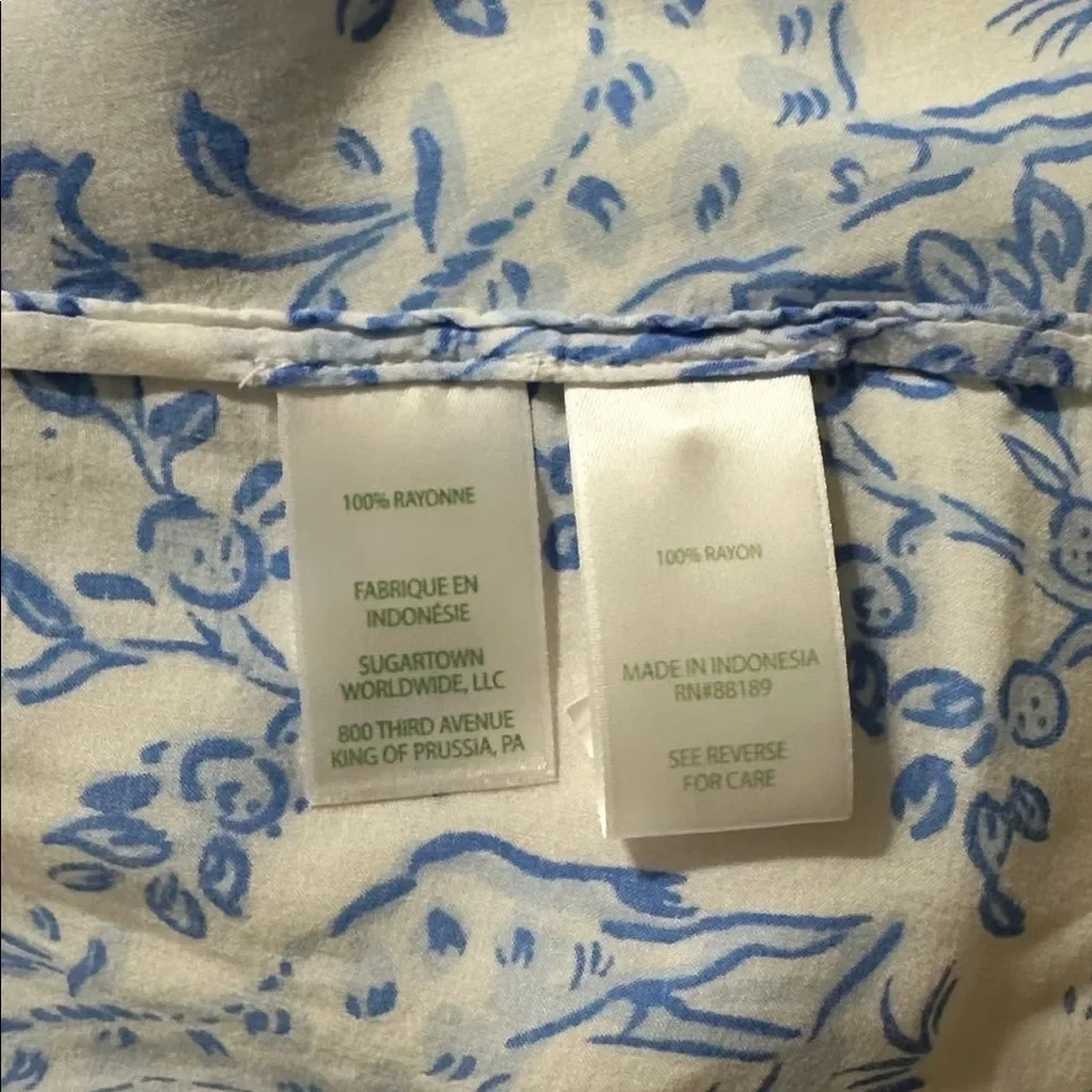 Lilly Pulitzer Natalie Resort White Blue Button Front Tab Sleeve Cover Up